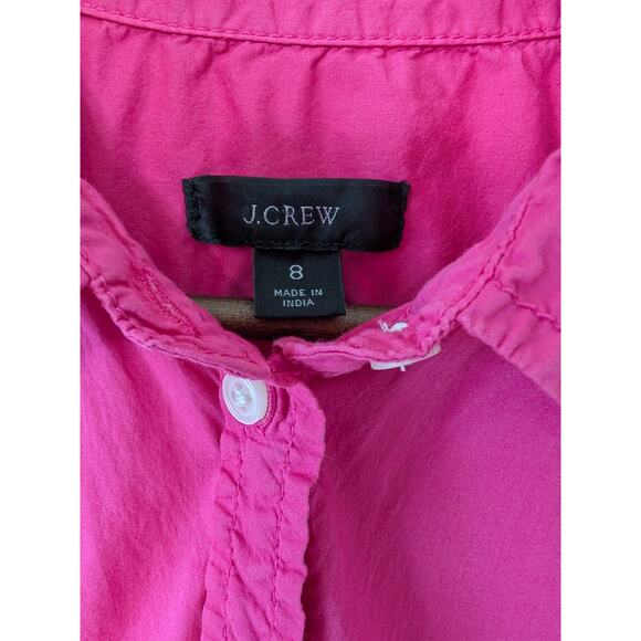 J. Crew Garment-dyed Cotton Poplin Utility Shirt Women 8 Pink Long Sleeve Office - Picture 4 of 7